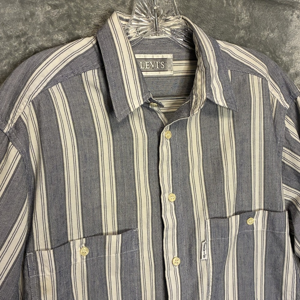 Vtg Levis Silver Label Mens Striped Button Up Shirt L* Retro Casual 90s Grunge